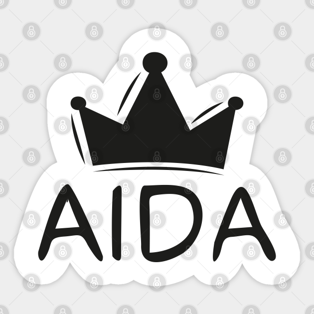 Aida name, Sticker design. Aida Sticker TeePublic